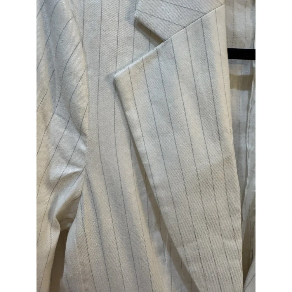 Banana Republic Relaxed Fit Pinstripe Linen Blazer Size 14 Tall 90's
